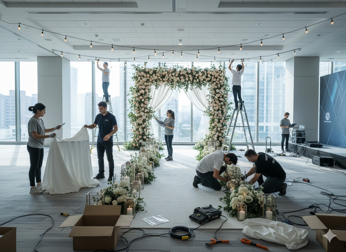 Our team working on event setup